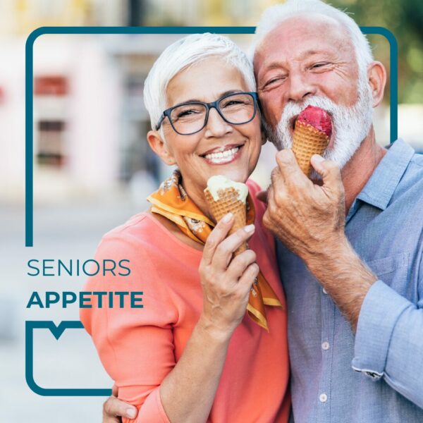 senior couple eating an ice cream