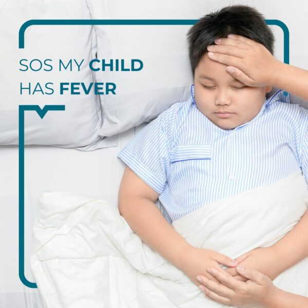 A child in bed with a fever